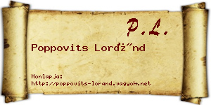 Poppovits Loránd névjegykártya