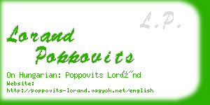 lorand poppovits business card